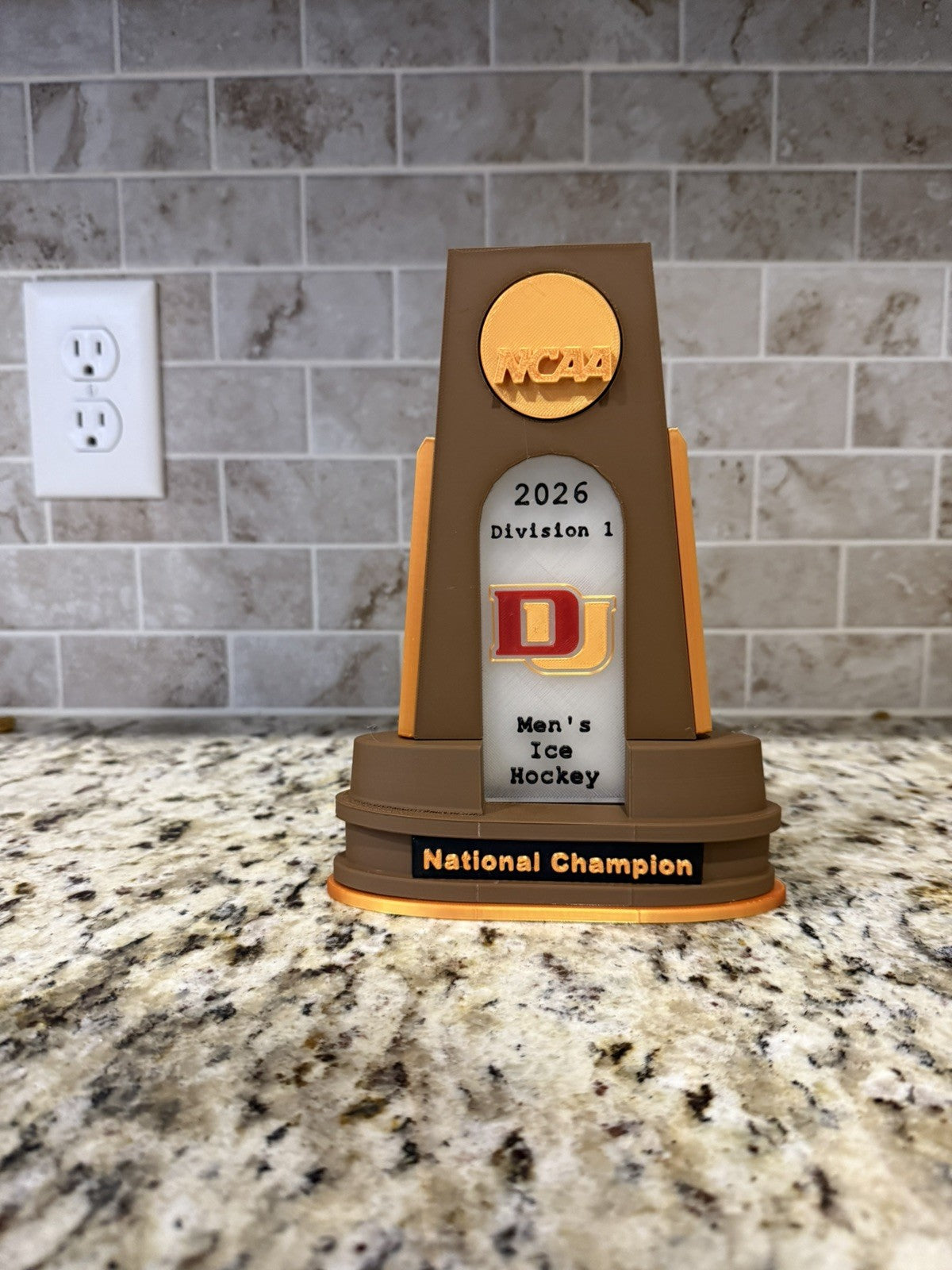 Denver pioneers 2026 hockey national championship trophy 3d printed custom