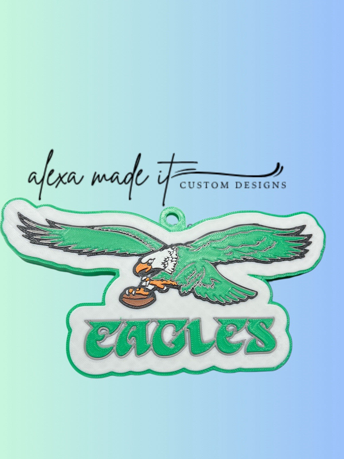 Extra Large 3D Printed Retro Eagles Logo (PLA) with 42” Chain Link Chain