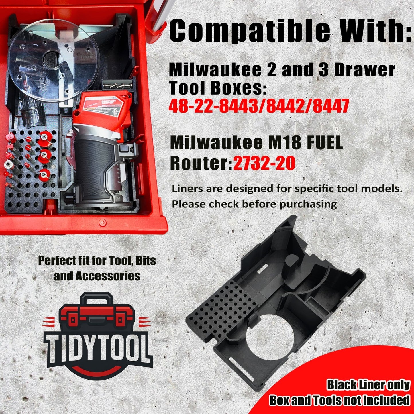M18 Router Organizer for Milwaukee Packout insert 2 and 3 Drawer V2