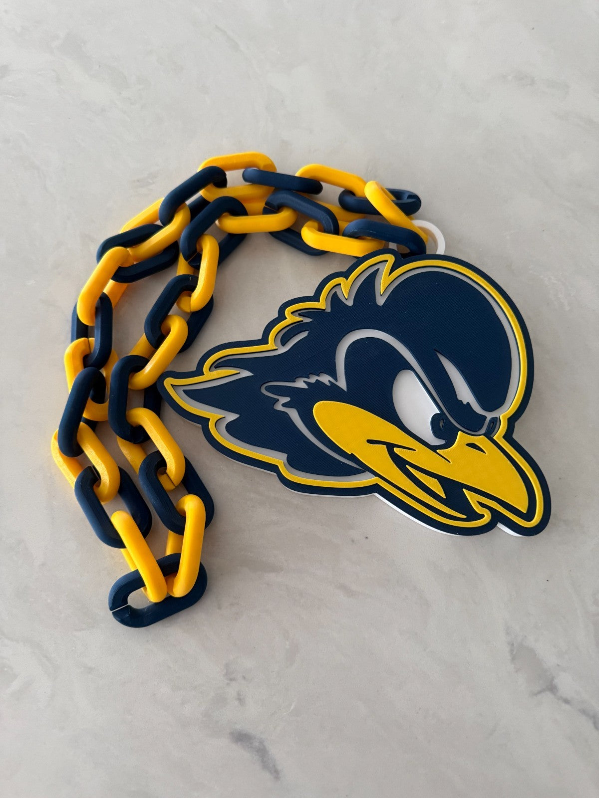 Delaware Blue Hens Logo Oversized Necklace, Pendant Chain