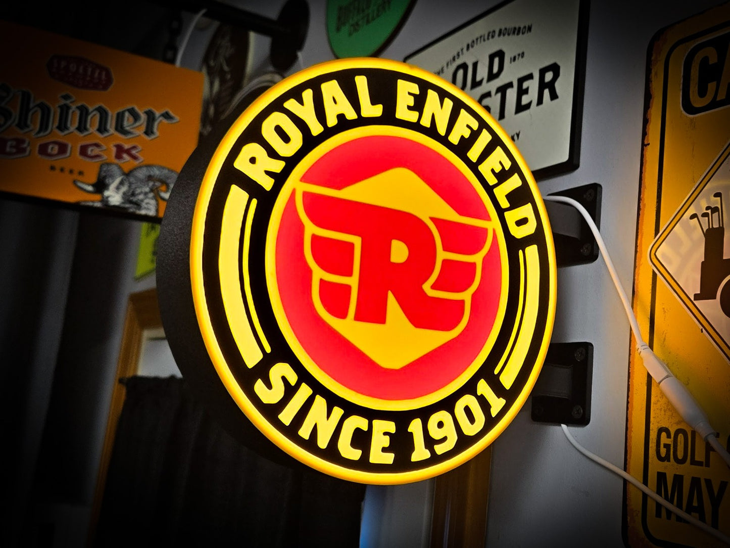 ROYAL ENFIELD 12 Inch Light Box LED Sign 3D Printed Wall Decor Man Cave Garage