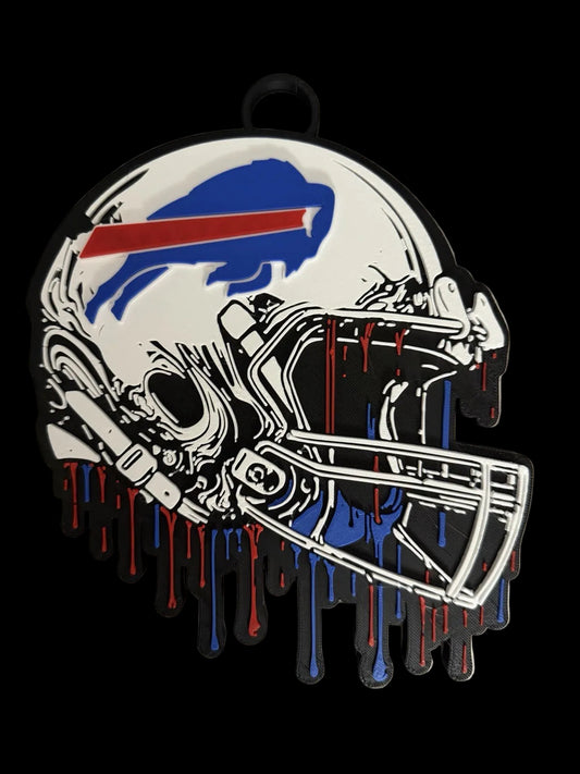 Bills Custom Team Helmet “Drip” Pendant – 42” Chain Link Necklace 3D printed