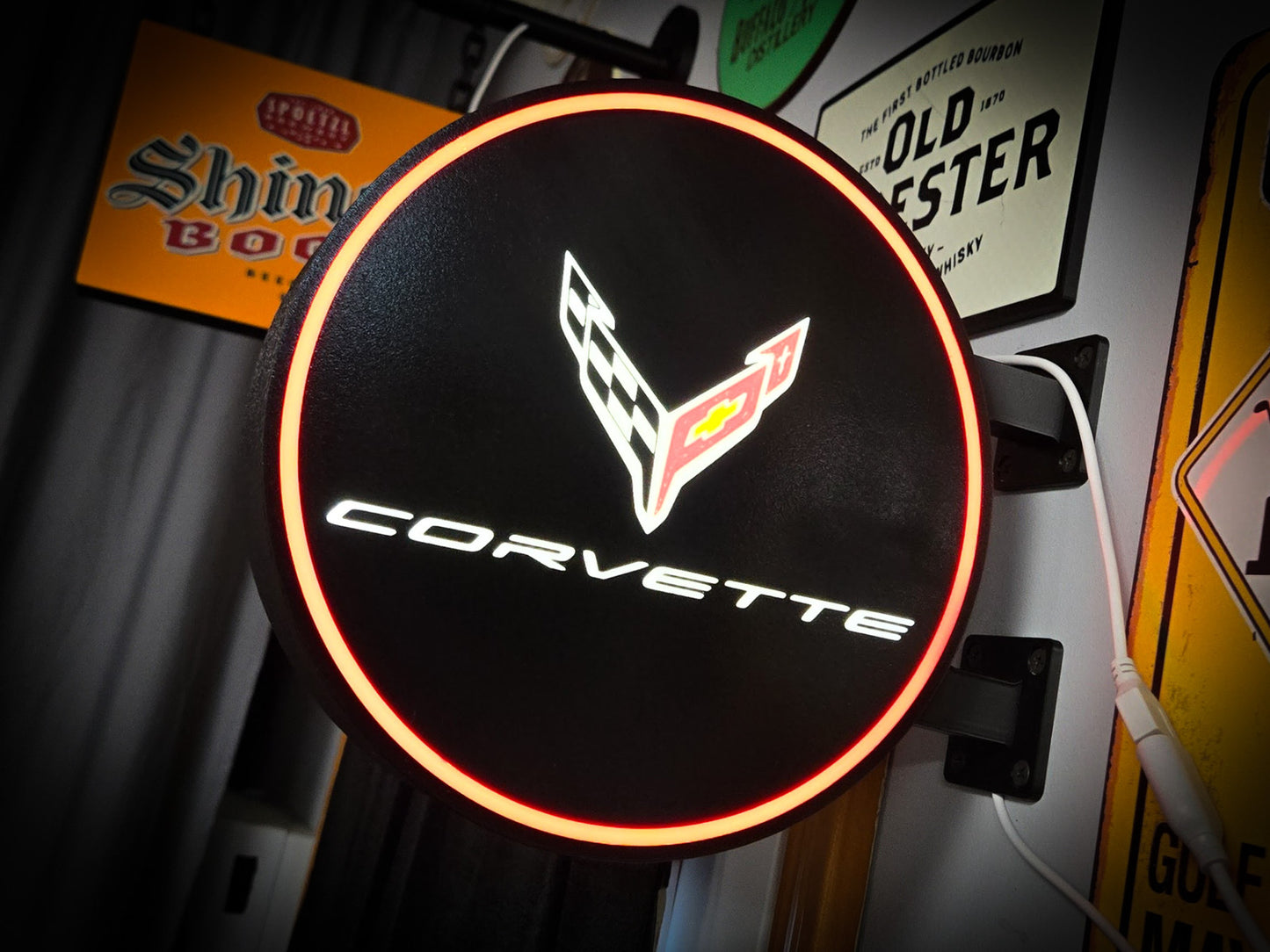 CORVETTE C8 12 Inch Light Box LED Sign 3D Printed Wall Decor Man Cave Garage