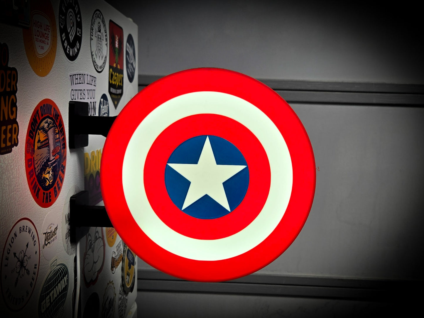 CAPTAIN AMERICA 12 Inch Light Box LED Sign 3D Printed Wall Decor Man Cave Garage