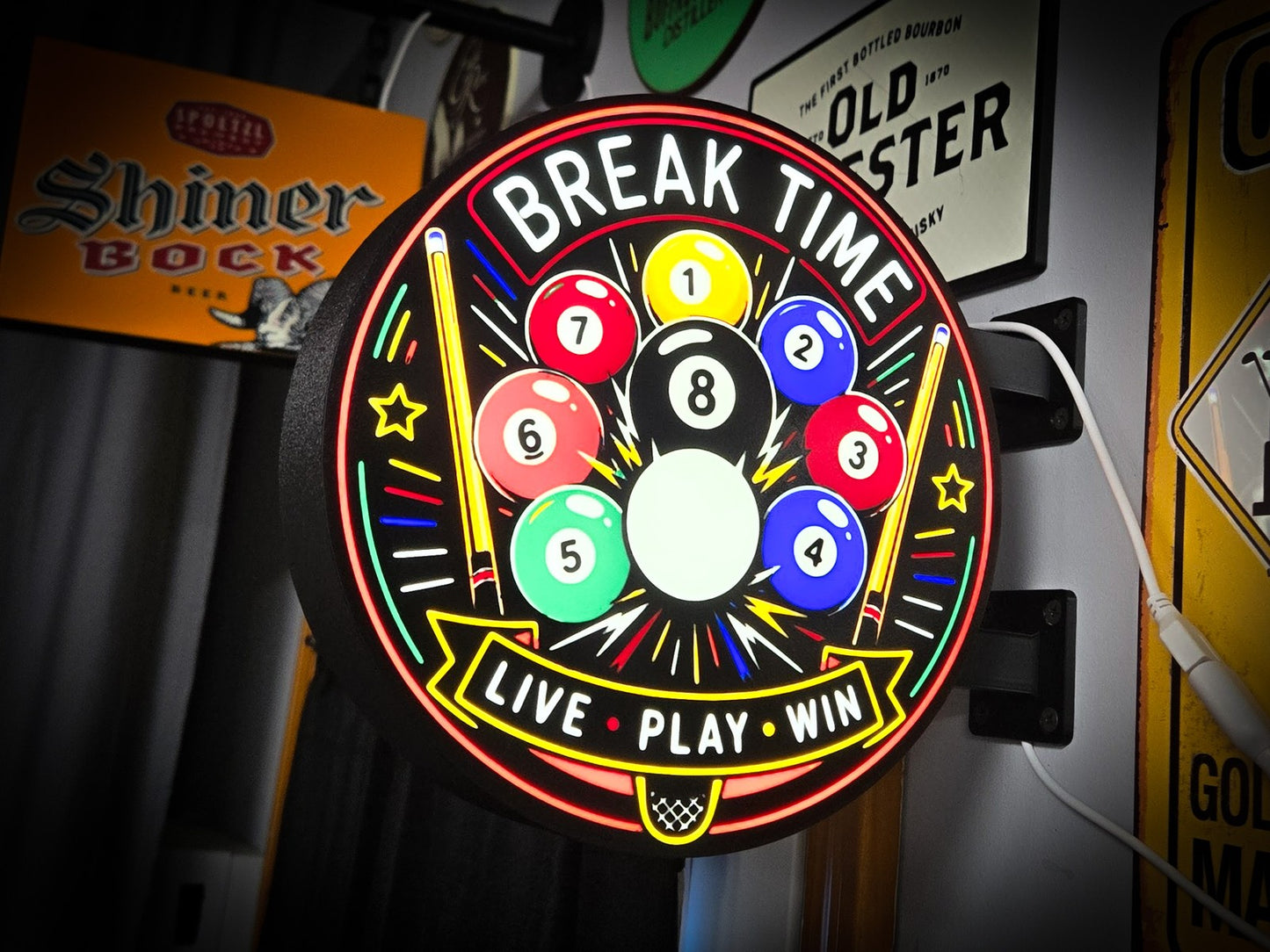 BILLIARDS Neon (8 Color) 12 Inch Light Box LED Sign 3D Printed Wall Decor