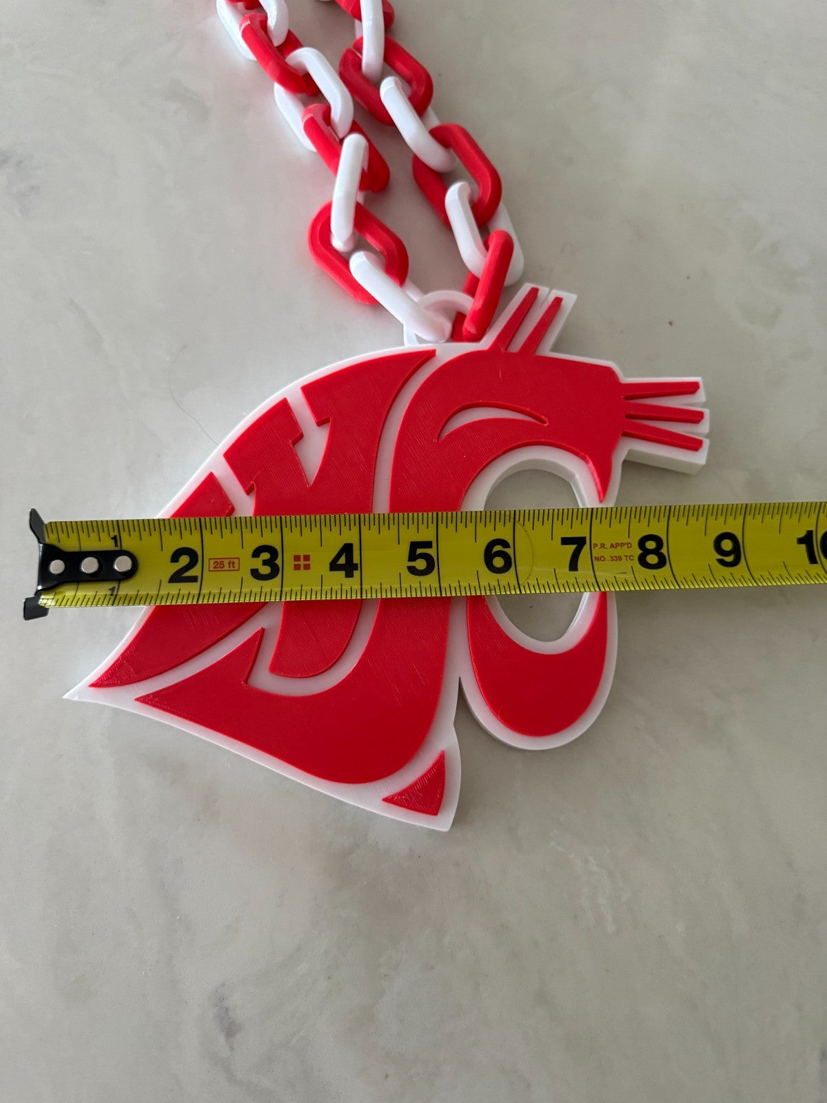 Washington State Cougars Logo Oversized Fan Necklace, Pendant Chain