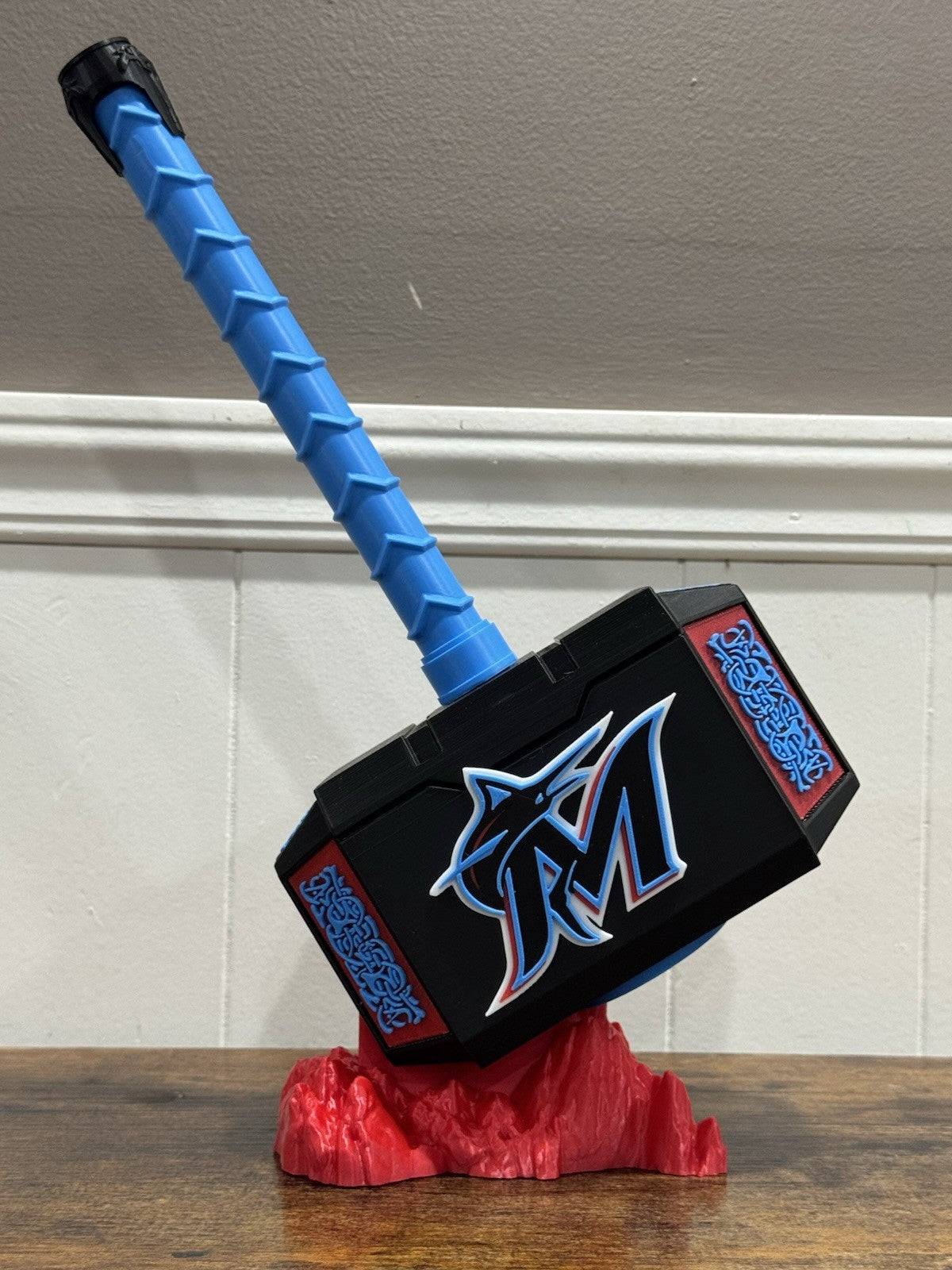 Miami Marlins Thor Hammer MLB INSPIRED Unique Fan Gifts Man Cave Office Decor