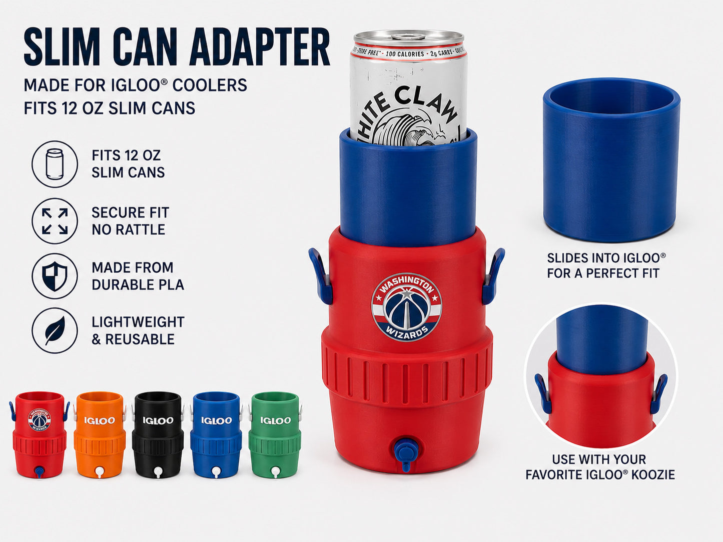 SLIM SKINNY Can Adapter Can Koozie 3D Printed Can Cooler Beer Soda Holder