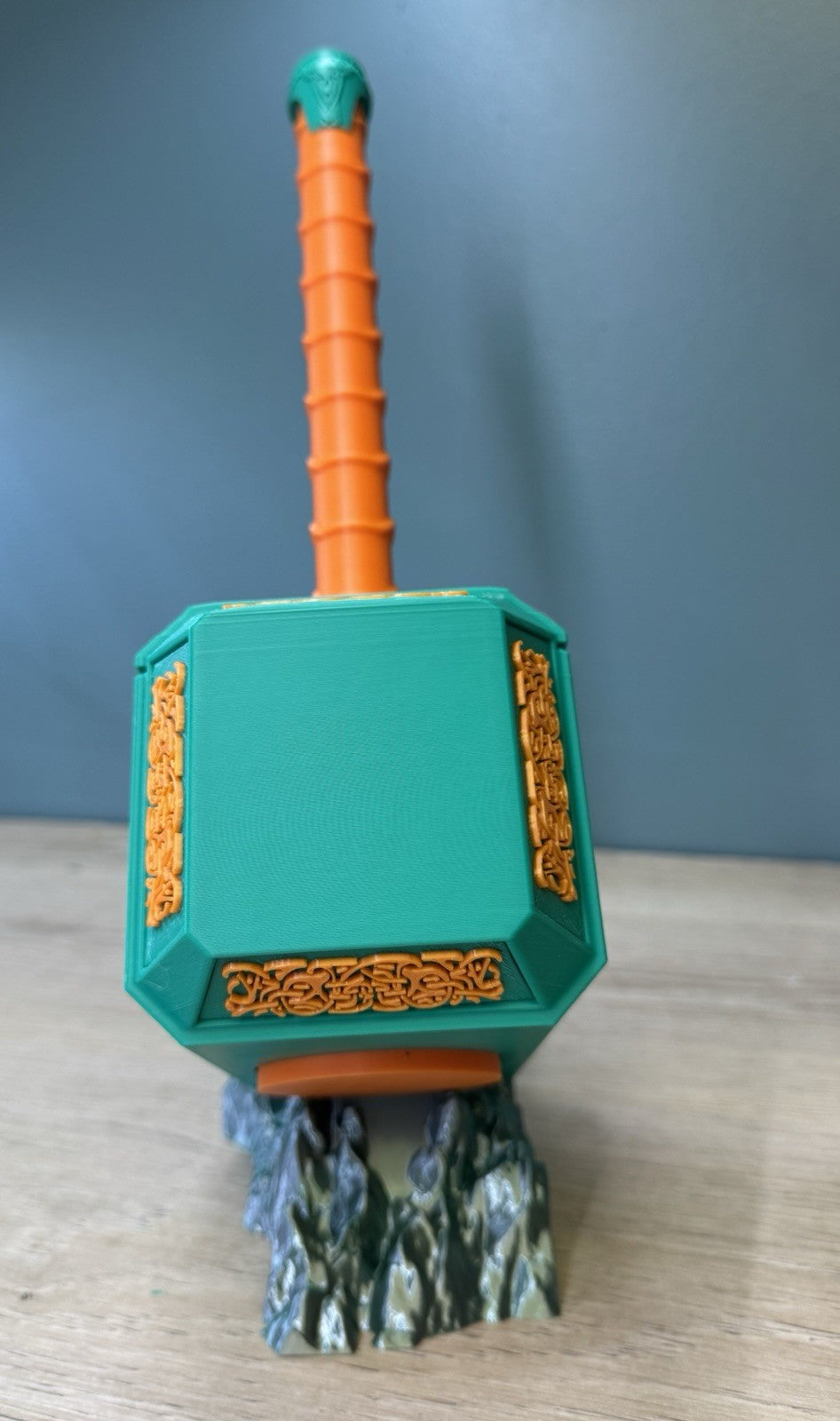 Miami Dolphins Thor Hammer Mjolnir & Rock Stand Memorabilia Man Cave Fan Gift