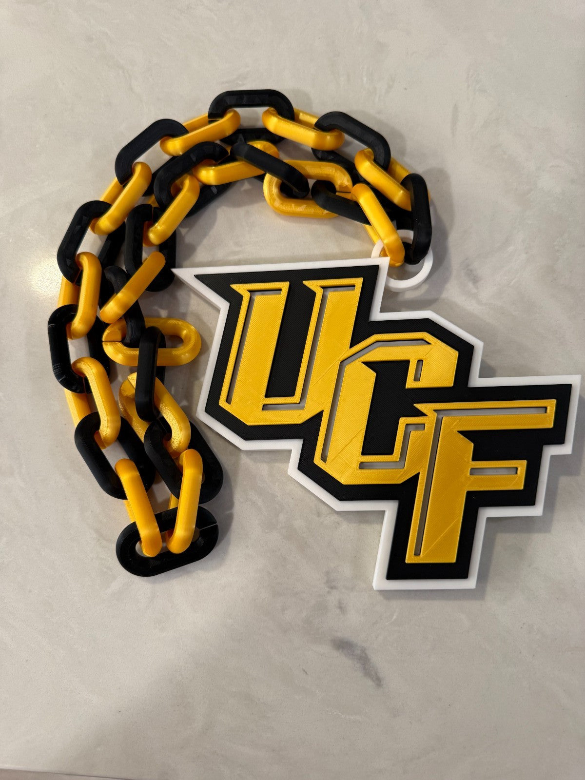 UCF Knights Fan Chain Necklace 3D Printed NCAA Big Logo Turnover Chain Black Go