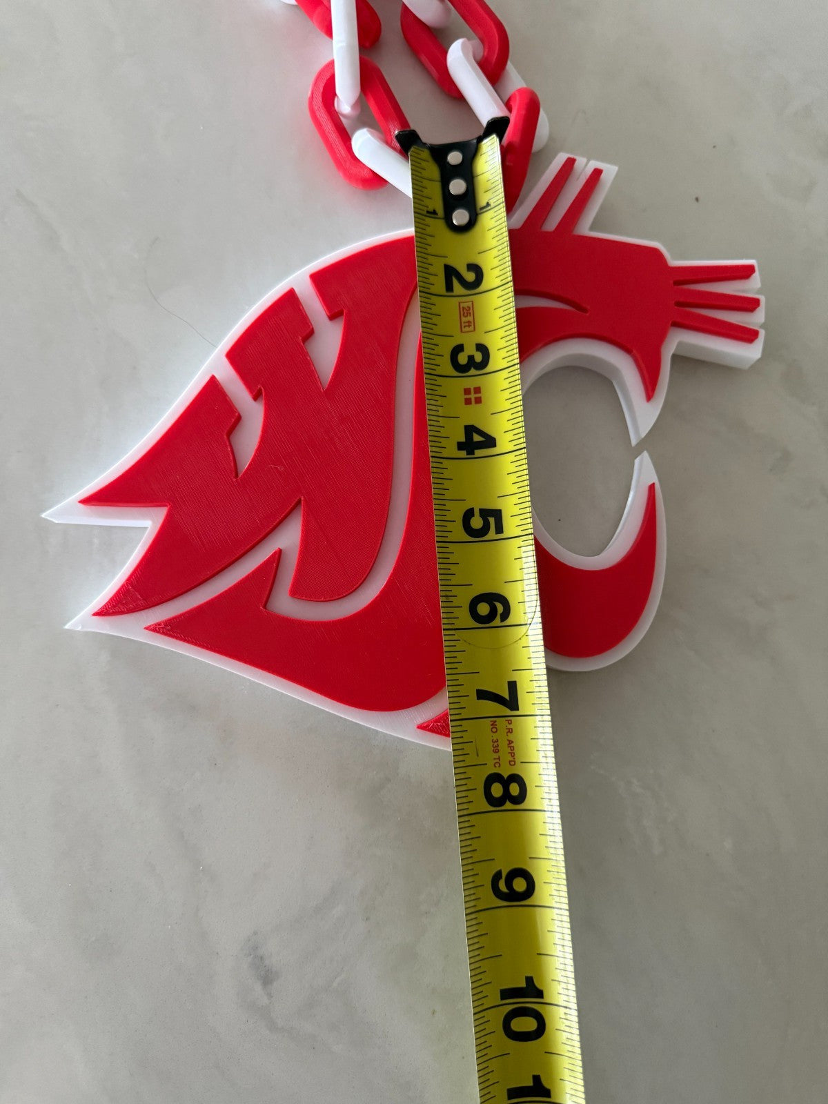 Washington State Cougars Logo Oversized Fan Necklace, Pendant Chain