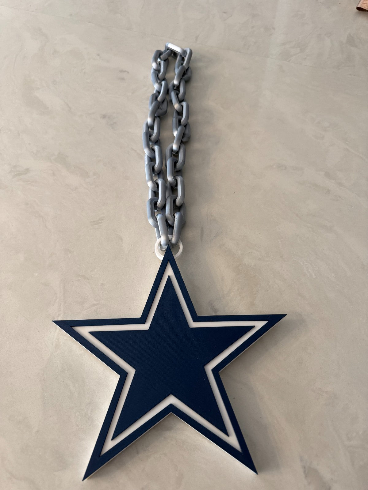 Dallas Cowboys Oversized Necklace Logo Pendant Hype Chain Handmade 3D printed