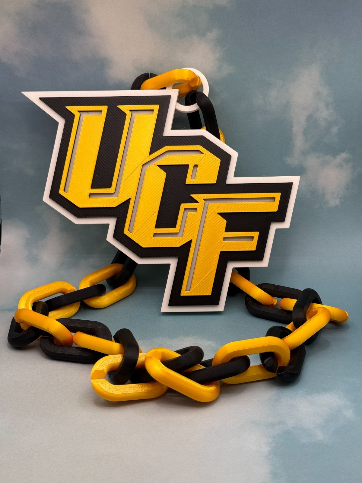 UCF Knights Fan Chain Necklace 3D Printed NCAA Big Logo Turnover Chain Black Go
