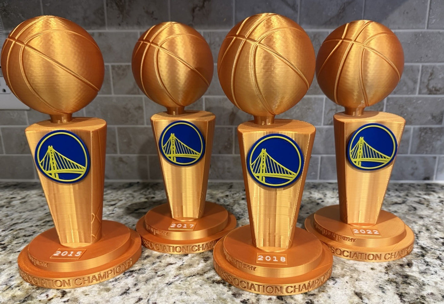 15-17-18-22 Golden State Warriors NBA CHAMPION TROPHY gold Larry O'Brien 10 inch