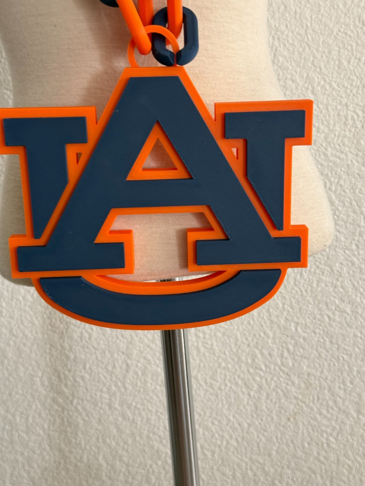 Auburn Tigers Logo Oversized Necklace Pendant Turnover Chain Handmade 3D Printed