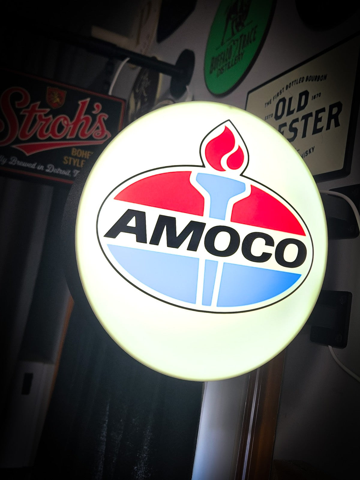 AMOCO 12 Inch Light Box LED Sign 3D Printed Wall Decor Man Cave Garage
