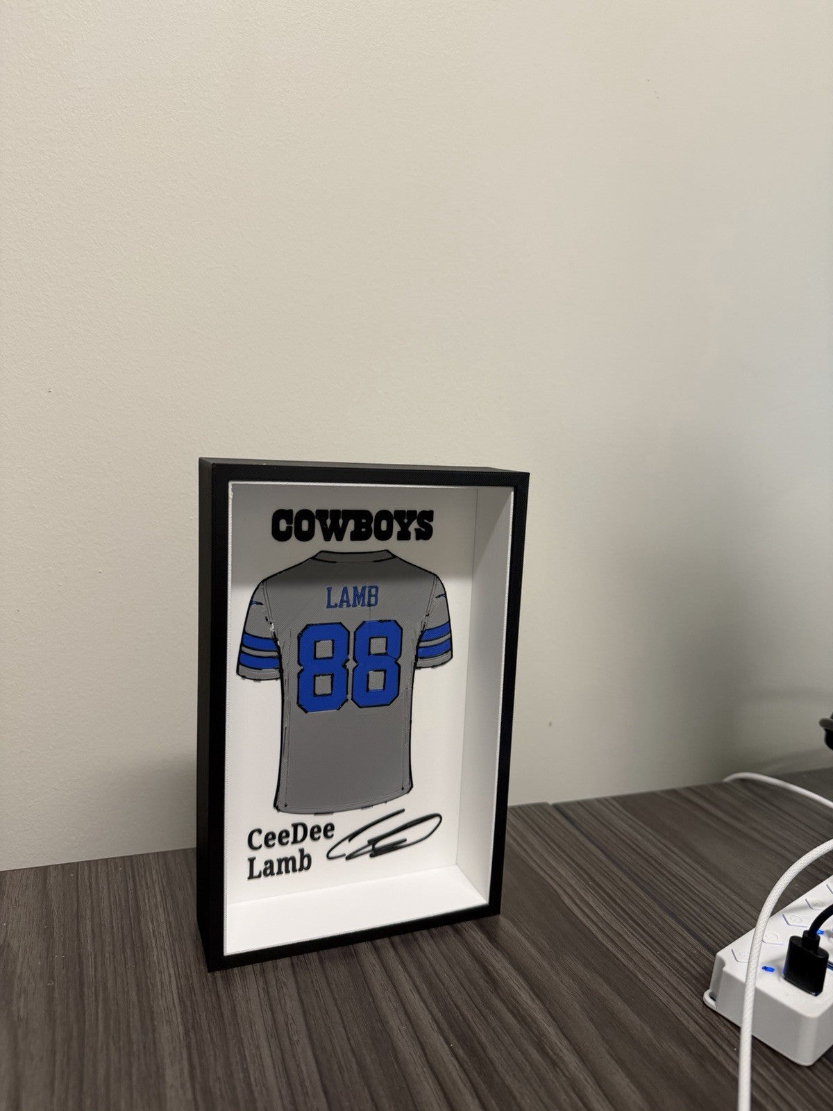 Custom Football Jersey-Inspired Wall/Desktop Display – 3D Printed Frame