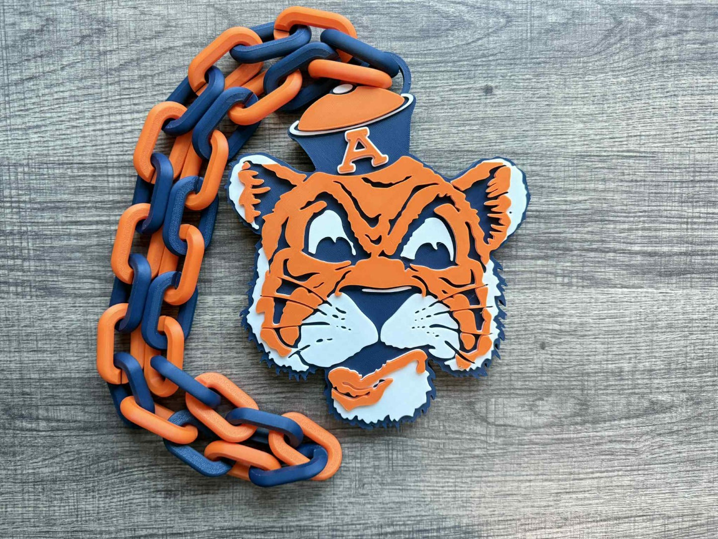 Auburn Tigers Retro Logo Oversized Necklace, Hype Chain [Made To Order]