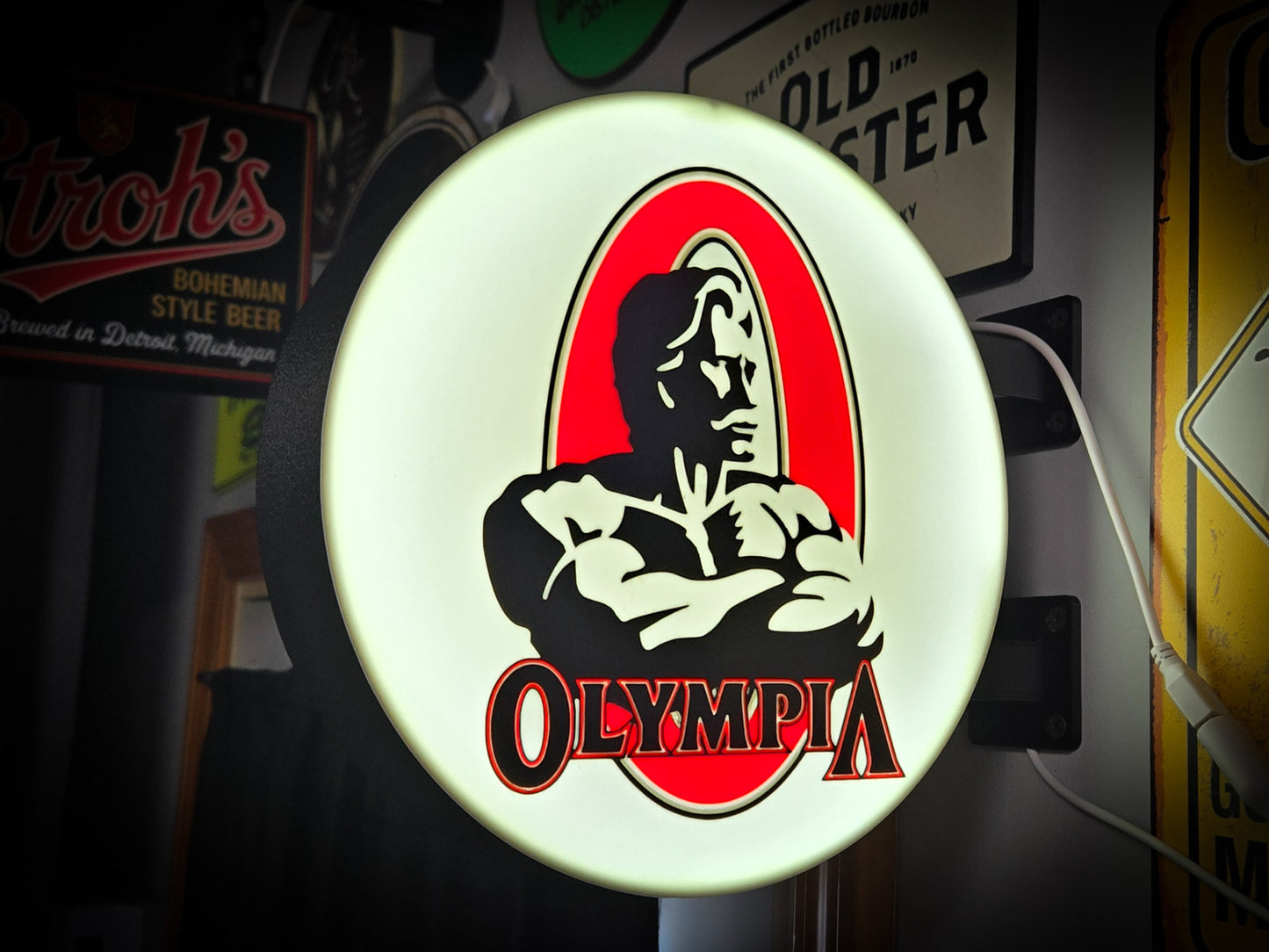 MR OLYMPIA GYM 12 Inch Light Box LED Sign 3D Printed Wall Decor Man Cave Garage