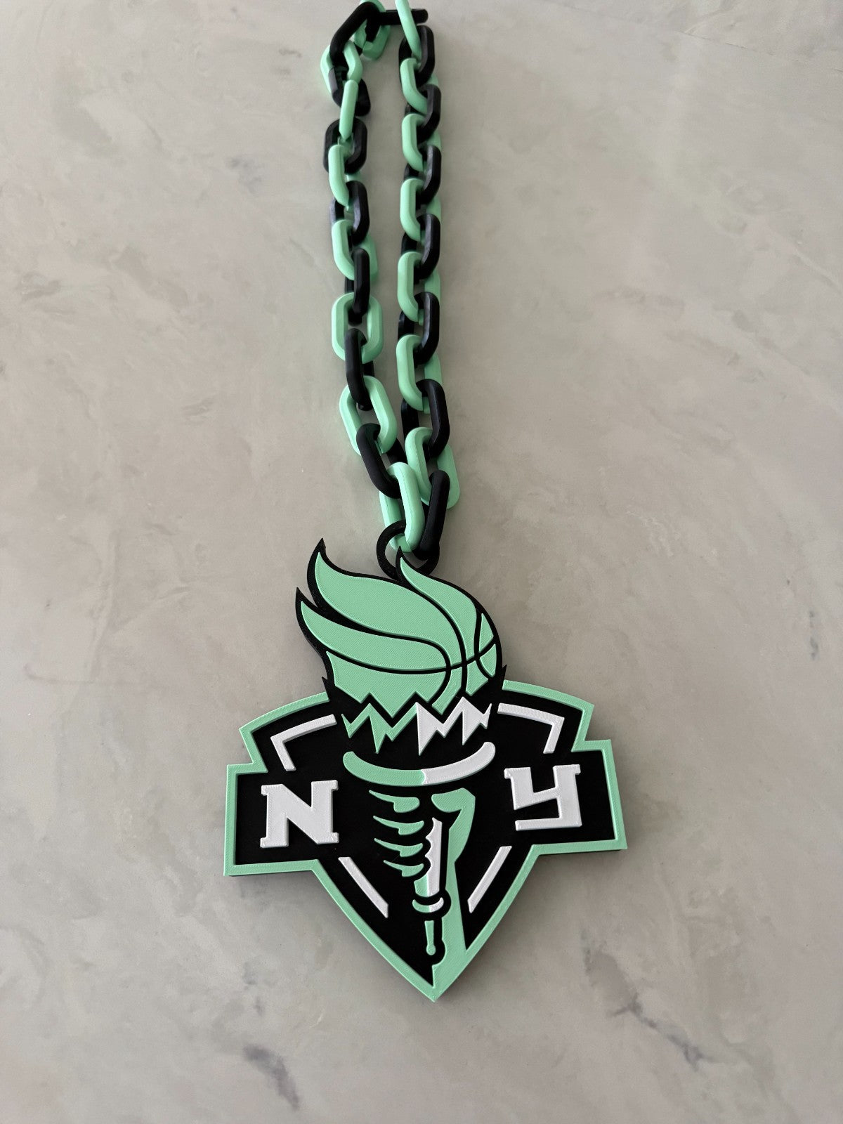 New York Liberty Oversized Necklace Hype Turnover Chain WNBA HandMade 3D Printed