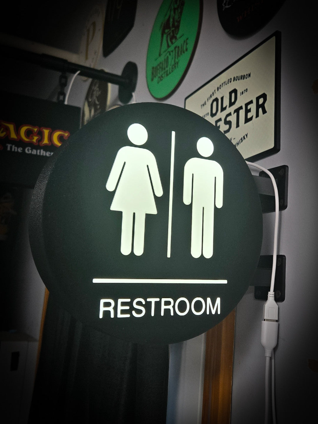 RESTROOM 12 Inch Light Box LED Sign 3D Printed Wall Decor Man Cave Garage