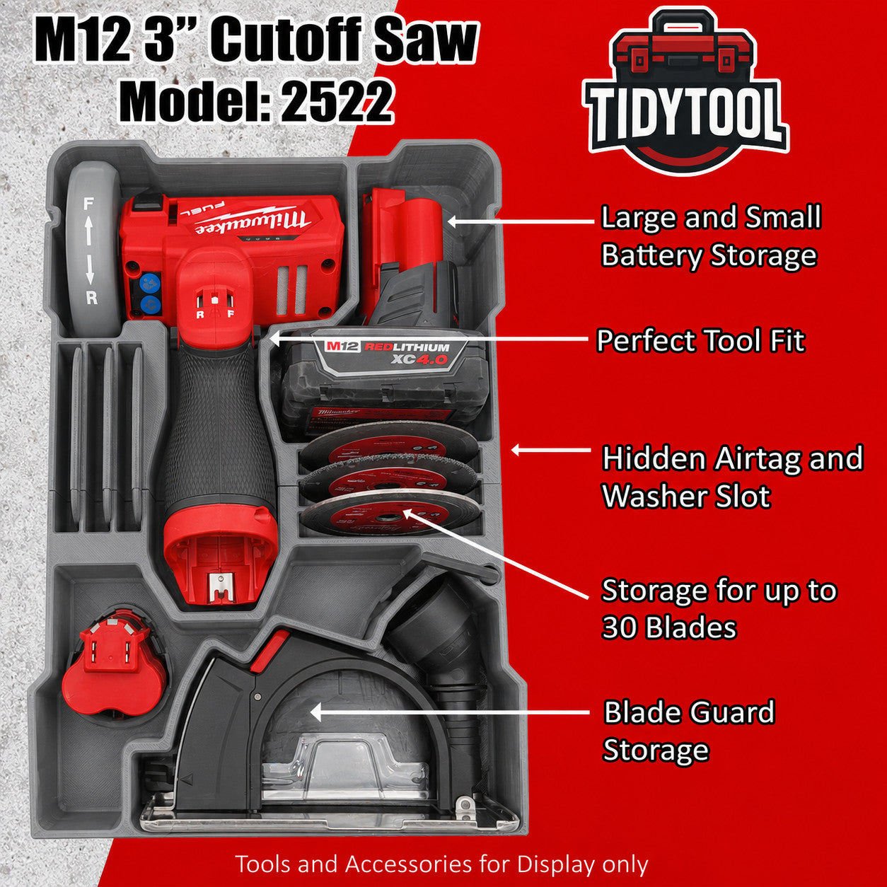 One-Piece M12 2522-20 Cutoff Saw Insert Fits Milwaukee PACKOUT 8435