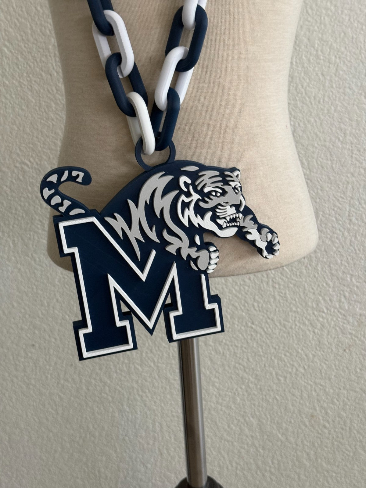 Memphis Tigers Logo Necklace Oversized Turnover Chain HandMade 3D Printed