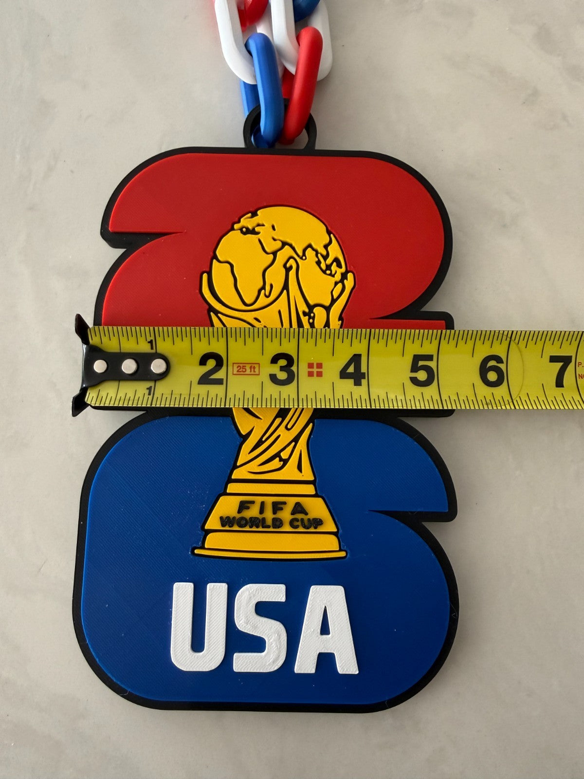 USA Soccer Fan Chain Necklace 3D Printed FIFA World Cup USMNT Big Logo Pendant