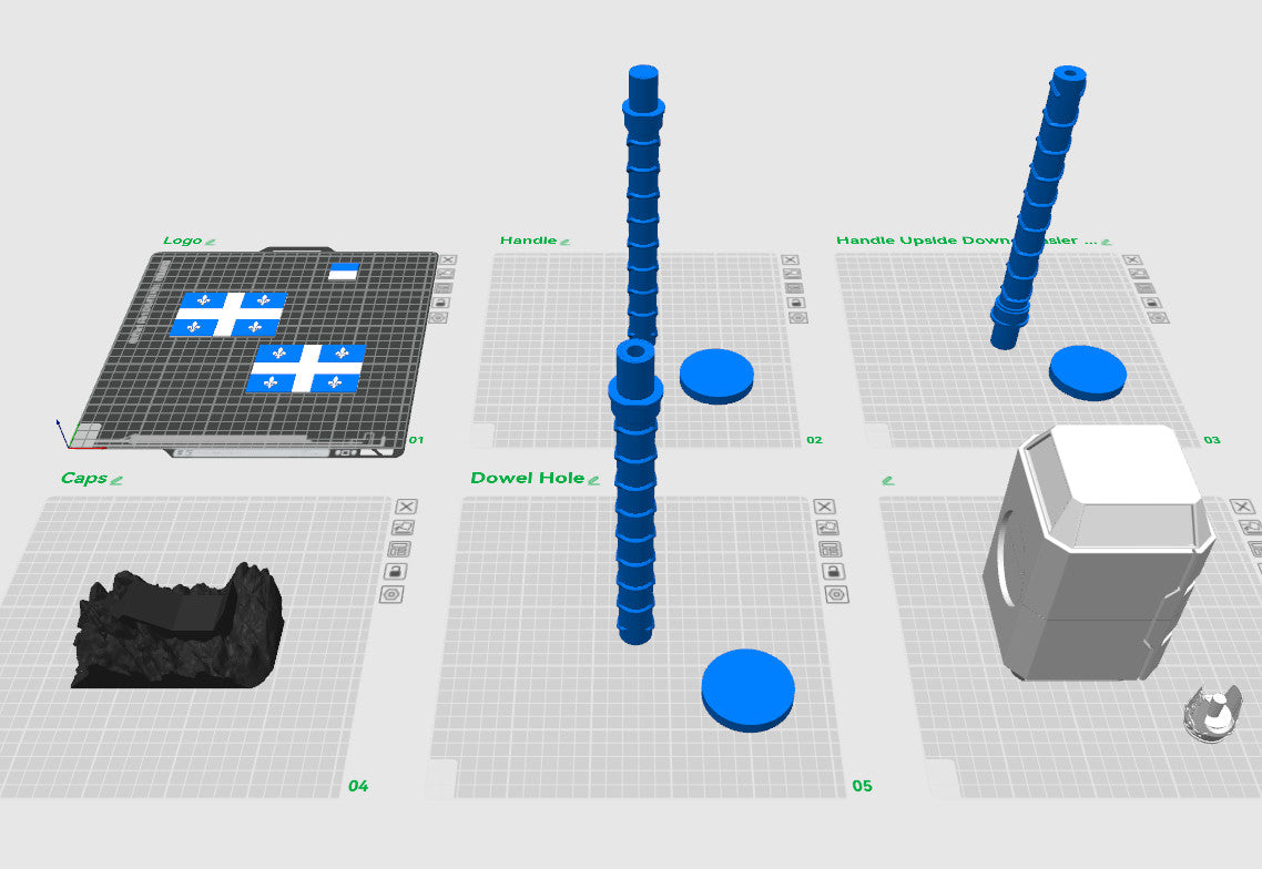 Quebec Flag Themed Mjolnir Thor's Hammer