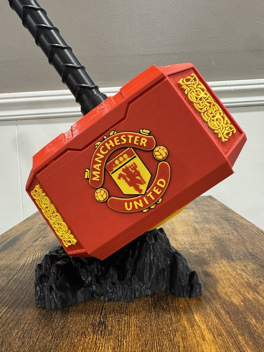 Manchester United Thor Hammer & Rock Stand Man Cave Office Gift Soccer Red Devil