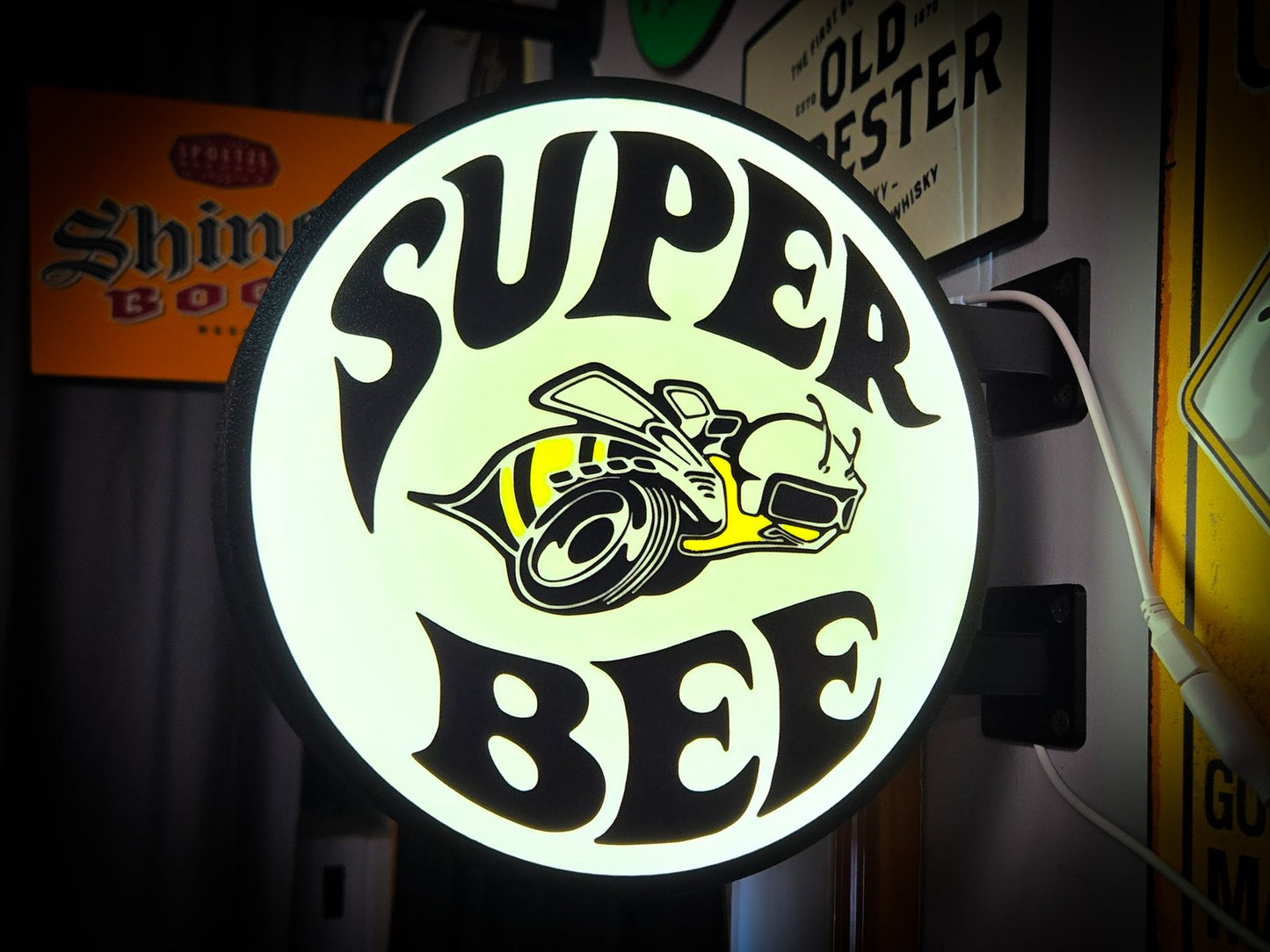 DODGE SUPER BEE 12 Inch Light Box LED Sign 3D Printed Wall Decor Man Cave Garage