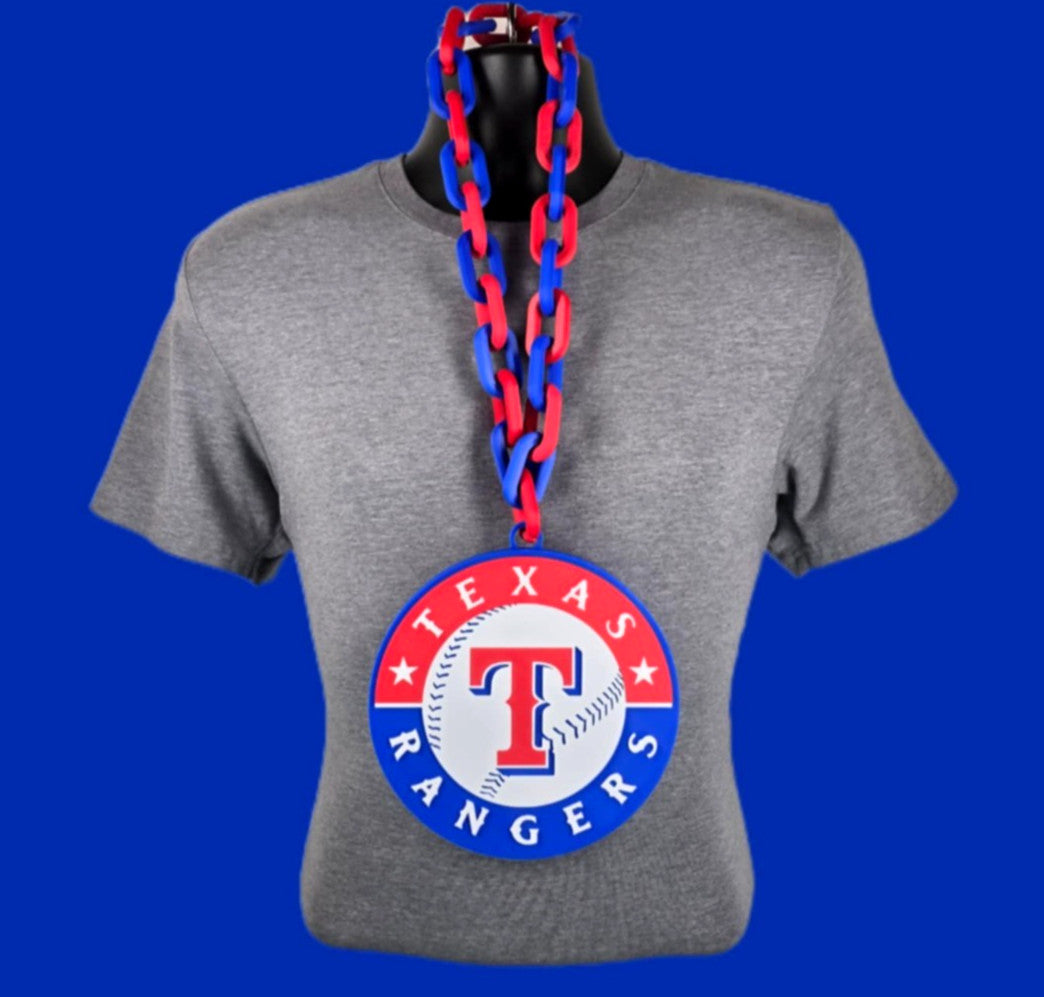 Texas Rangers Fan Chain MLB Alternate Big Logo Oversized Necklace Baseball Merch