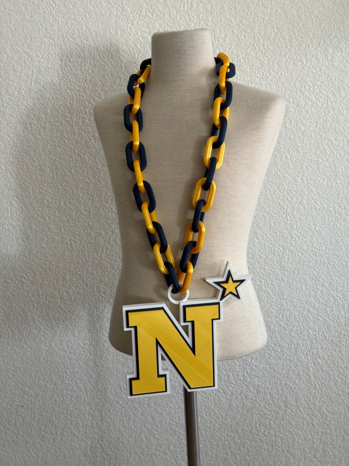 Navy Midshipmen Logo Necklace Oversized Turnover Chain HandMade 3D Printed
