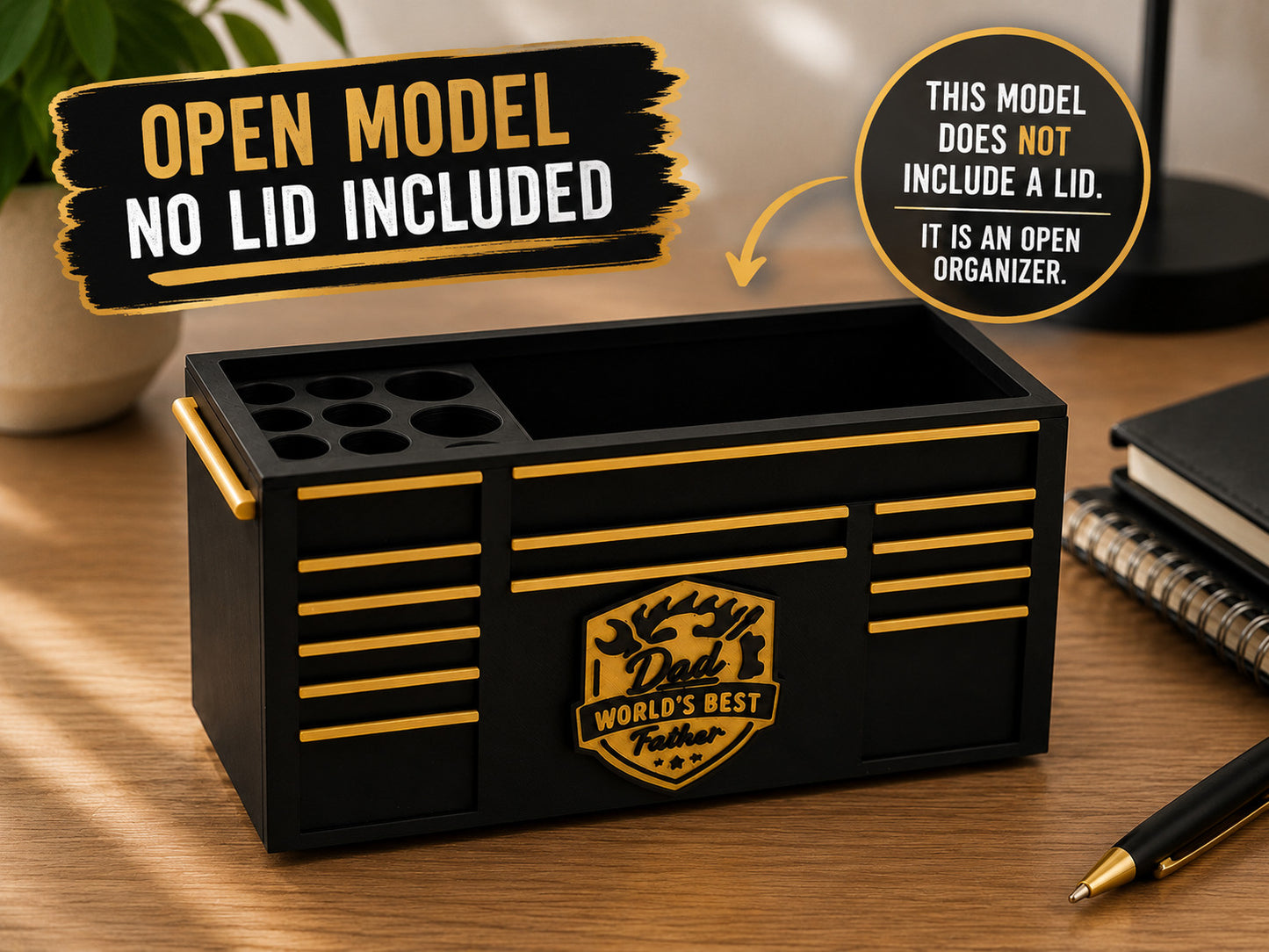 Toolbox Desk Organizer World's Dad | Father's Day Gift | Pen Holder | No lid