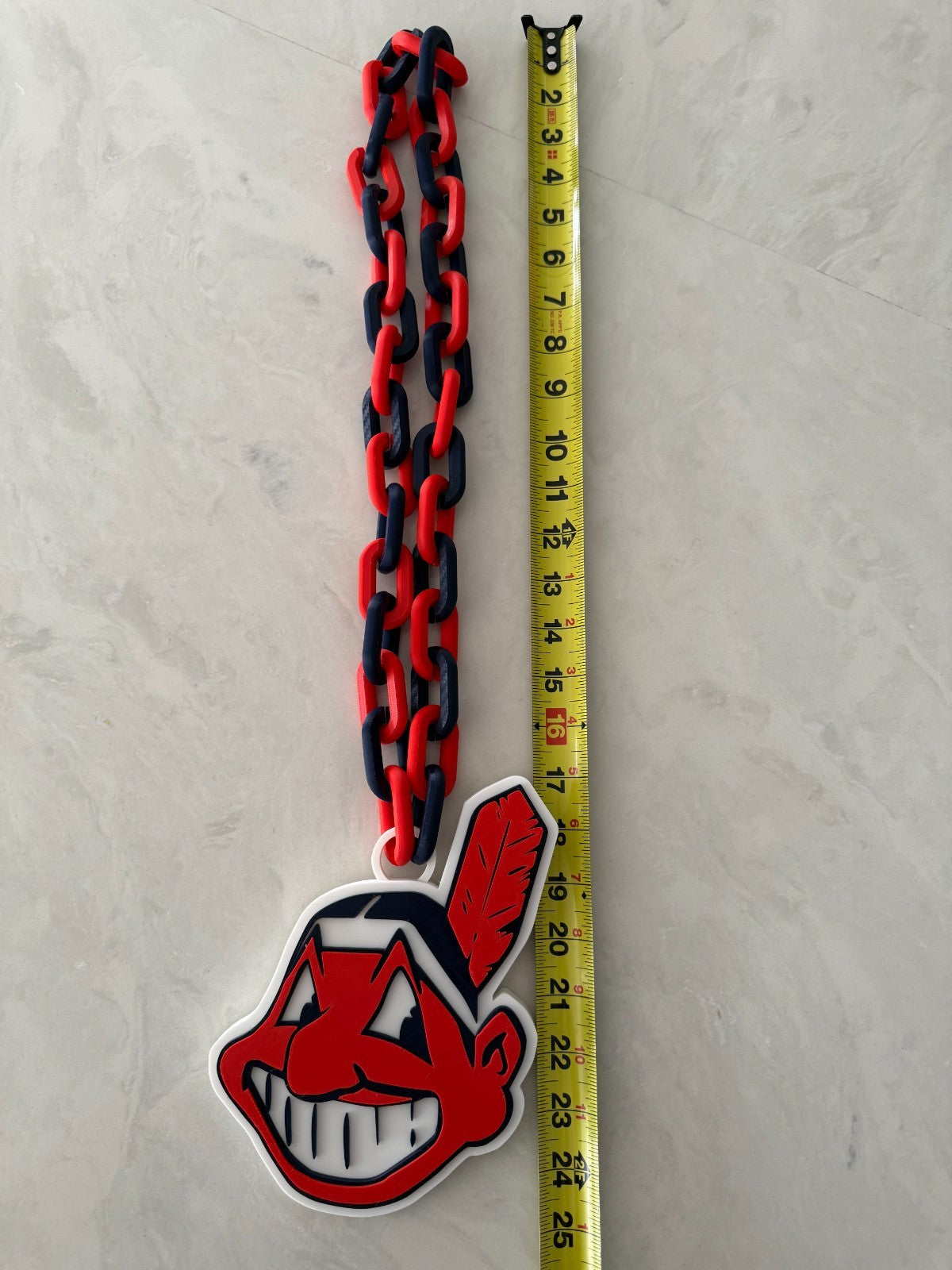 Cleveland Chief Wahoo Oversized Logo Necklace And Chain