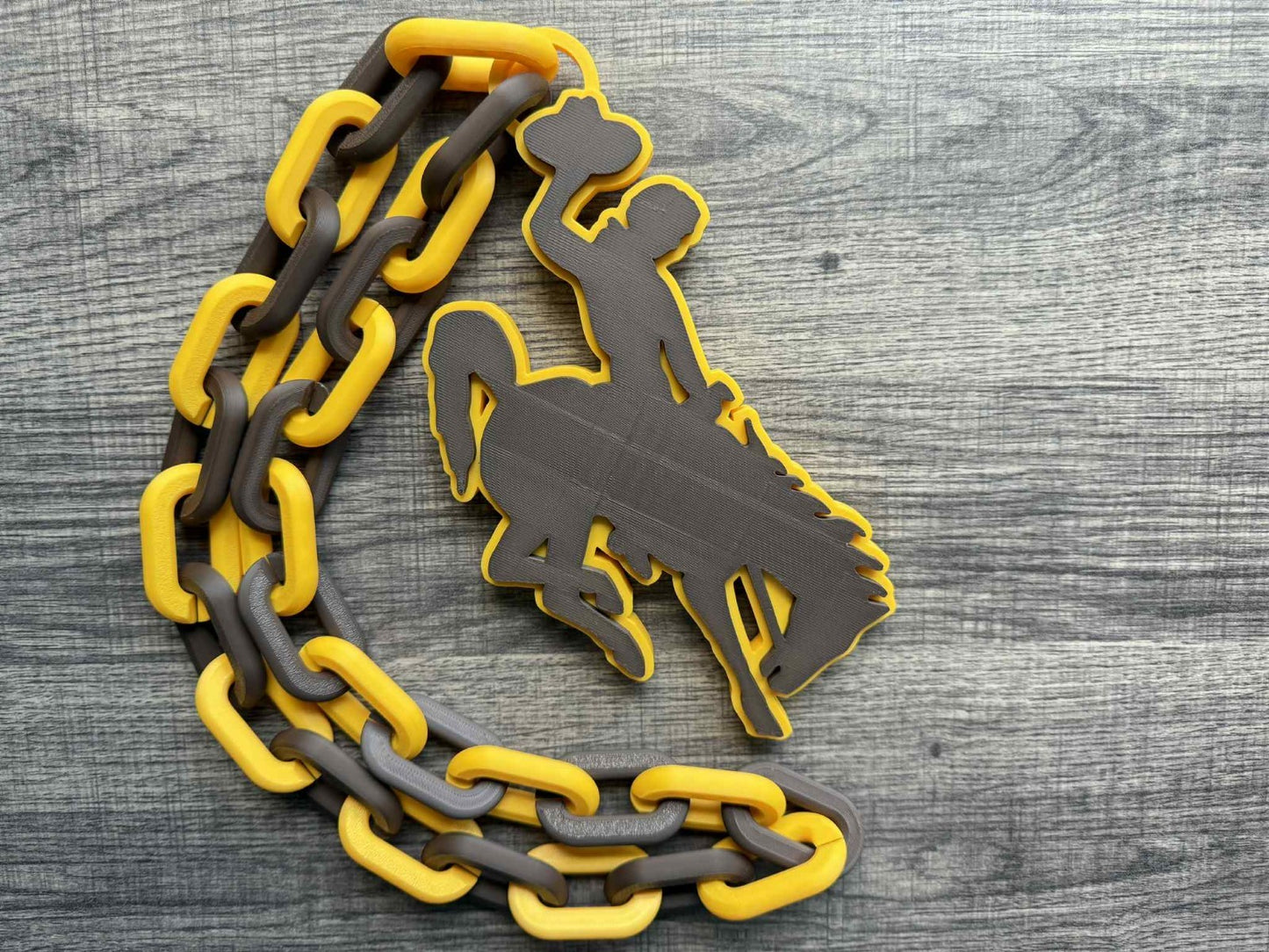 Wyoming Cowboys Logo Oversized Necklace, Pendant Chain [Made To Order]