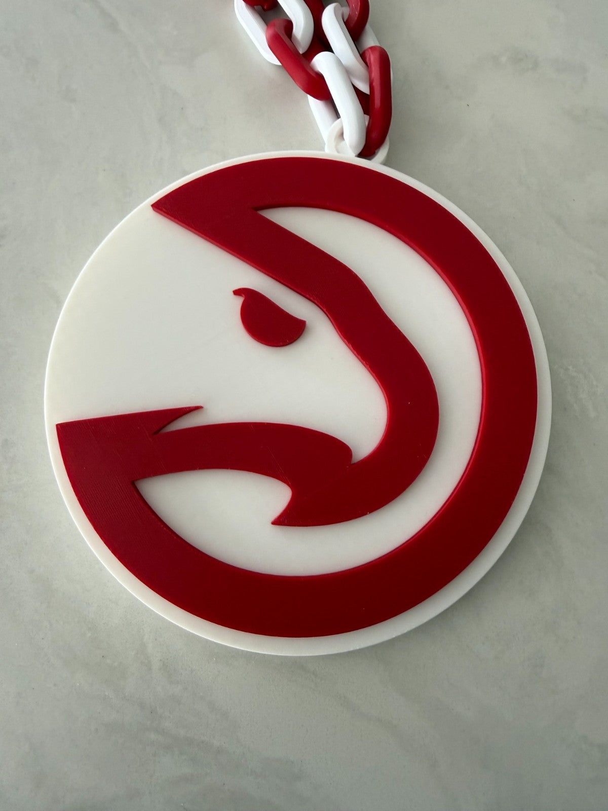 Atlanta Hawks 3D Printed Big Logo Chain - Basketball Game Day Gear - Red & White