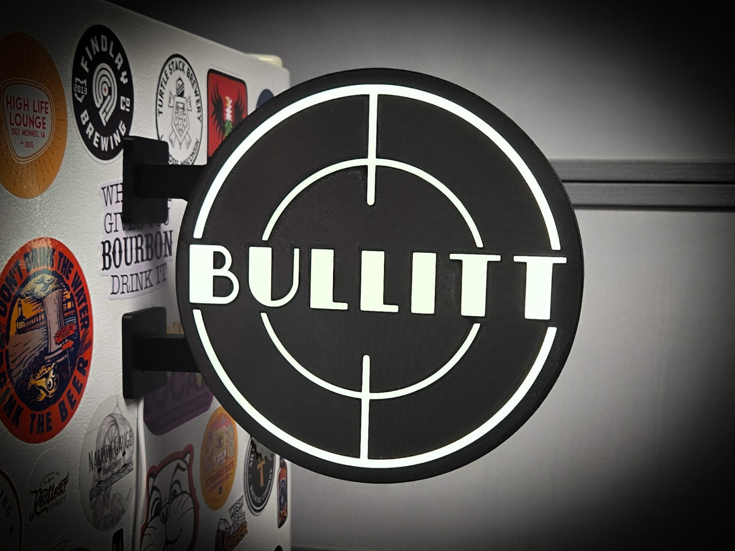 BULLITT MUSTANG 12 Inch Light Box LED Sign 3D Printed Wall Decor Man Cave Garage