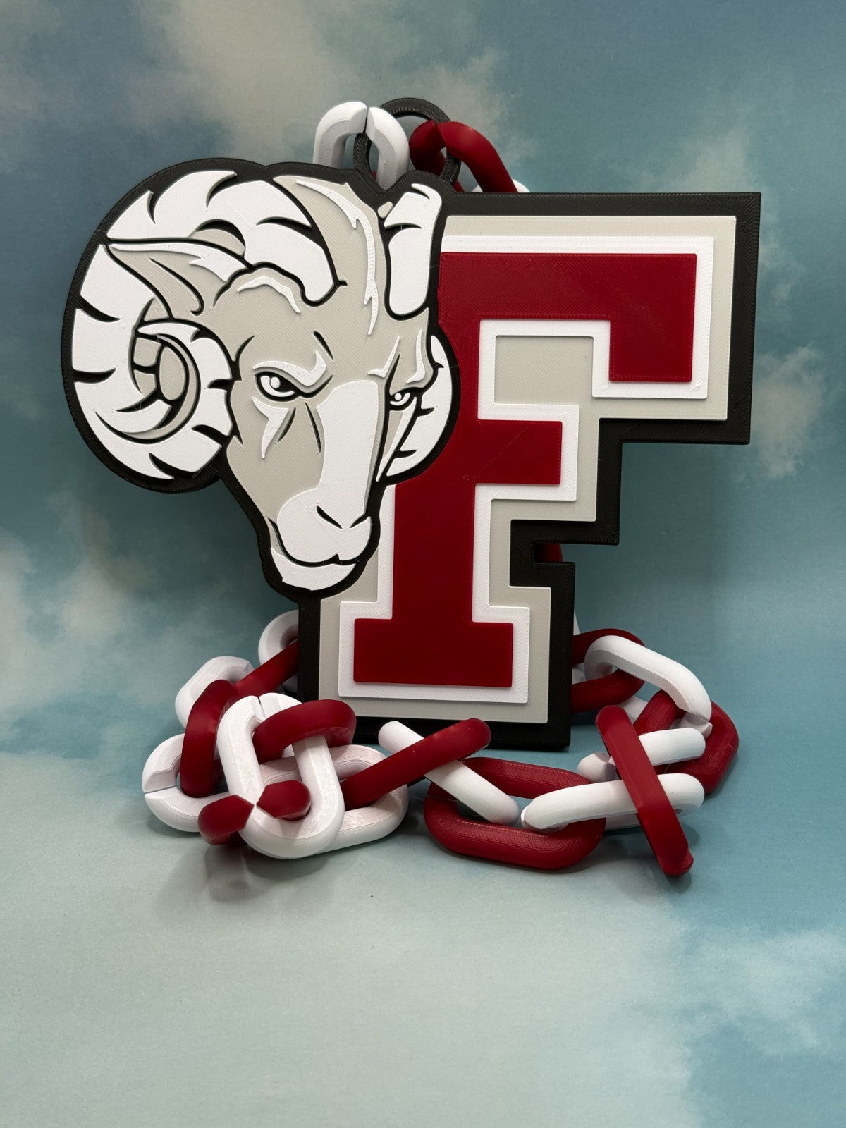 Fordham Rams Oversized Logo Necklace, Hype Turnover Chain HandMade 3D Printed