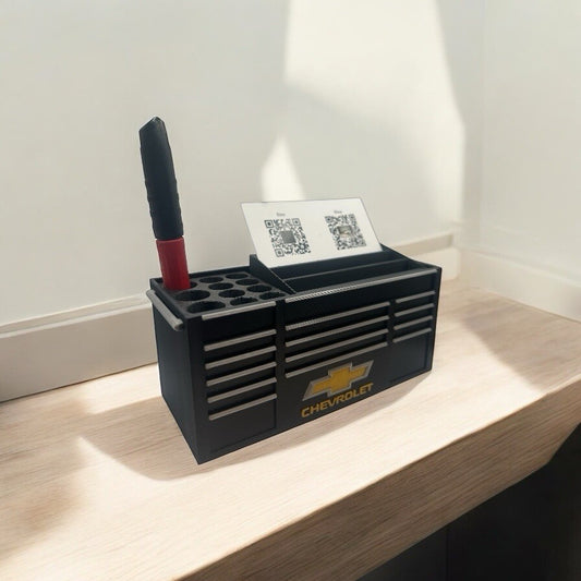 Toolbox Business Card and Pen Holder – Mini Tool Chest Desk Organizer