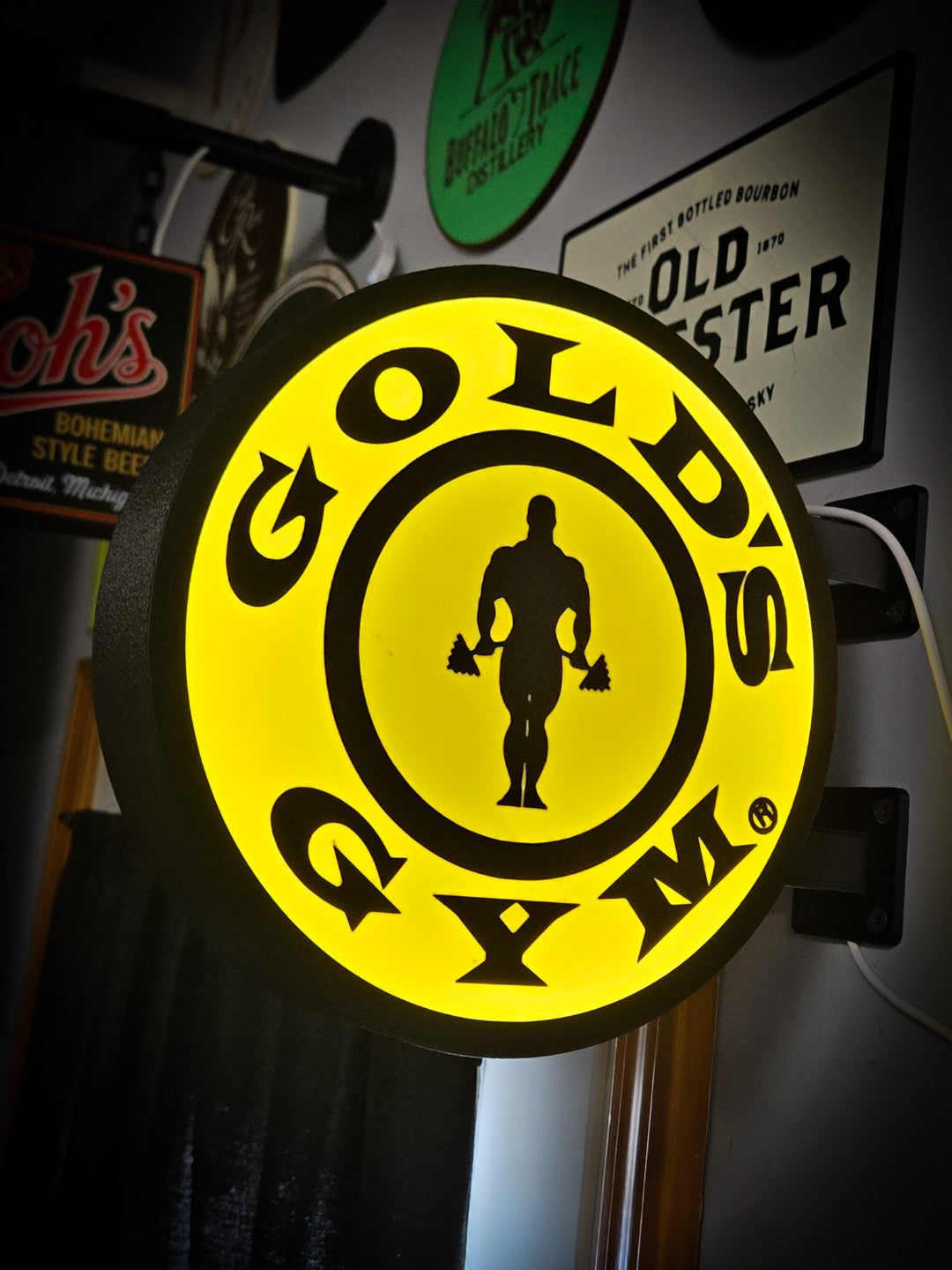 GOLD'S GYM 12 Inch Light Box LED Sign 3D Printed Wall Decor Man Cave Garage
