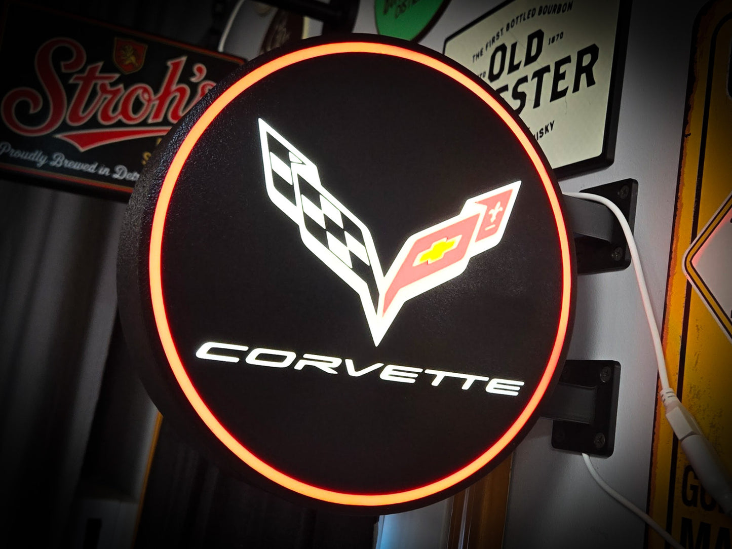 C7 CORVETTE 12 Inch Light Box LED Sign 3D Printed Wall Decor Man Cave Garage
