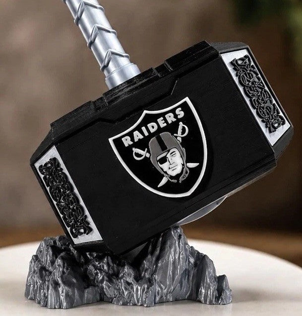 Las Vegas Raiders Thor Hammer & Rock NFL Fan Gift Man Cave Desk Office Oakland