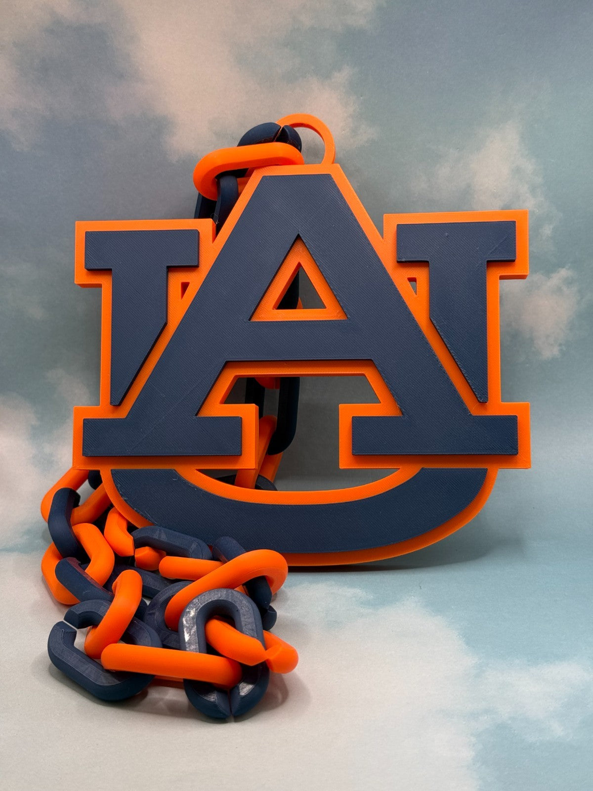 Auburn Tigers Logo Oversized Necklace Pendant Turnover Chain Handmade 3D Printed