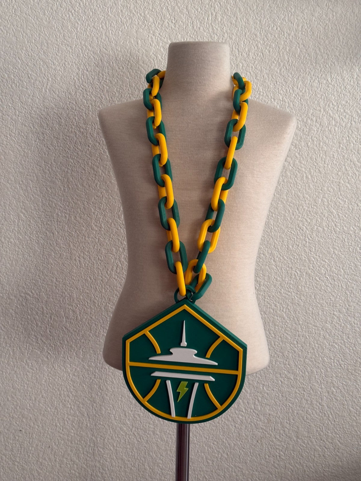 Seattle Storm Oversized Necklace, Hype Chain WNBA Handmade 3D Printed