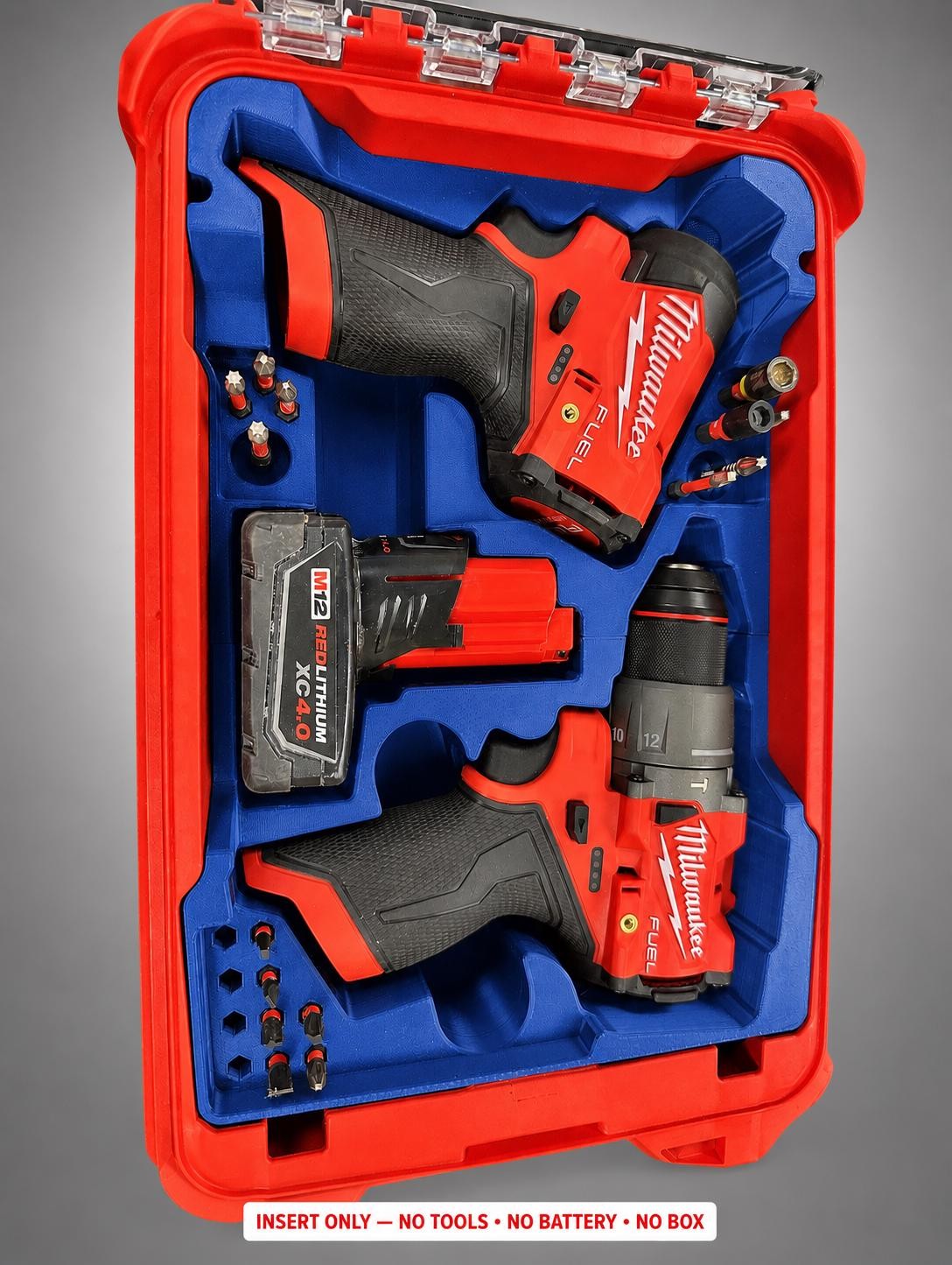 Milwaukee Packout Insert for M12 Fuel 1/2 in Hammer Drill + 1/4 in Impact Driver