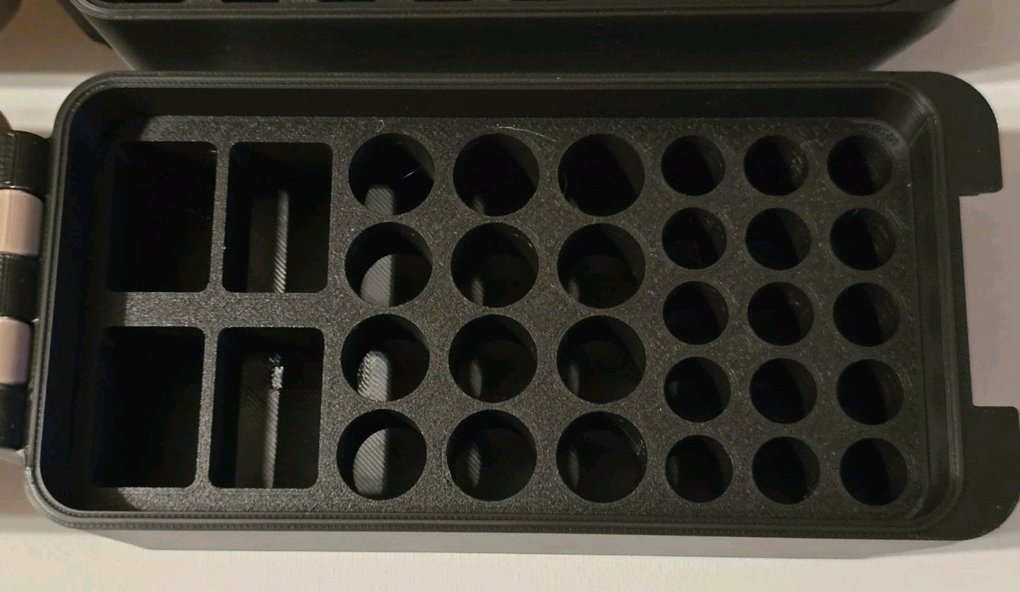 Battery Storage Box AA 9v AAA Boxloc Ammo style box snap 3d Printed Black Tan