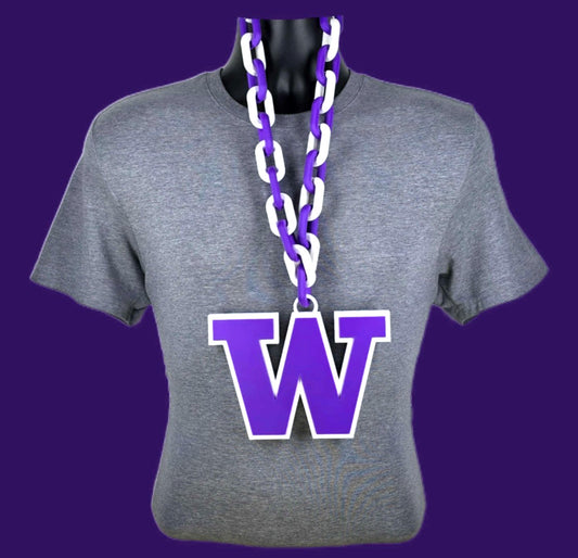 Washington Huskies Fan Chain NCAA Big Logo Oversized Necklace Game Day Football