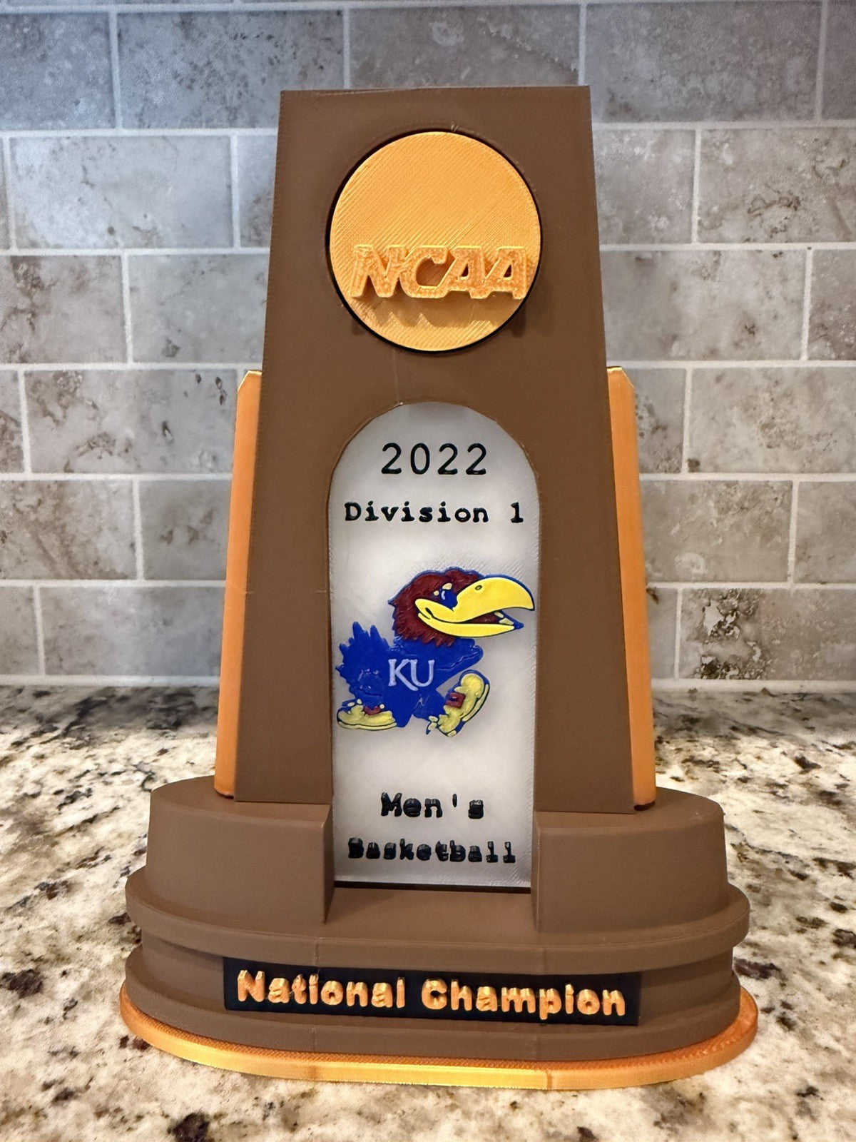 Kansas Jayhawks  2022 ncaa national champion trophy. 3d printed. Custom made