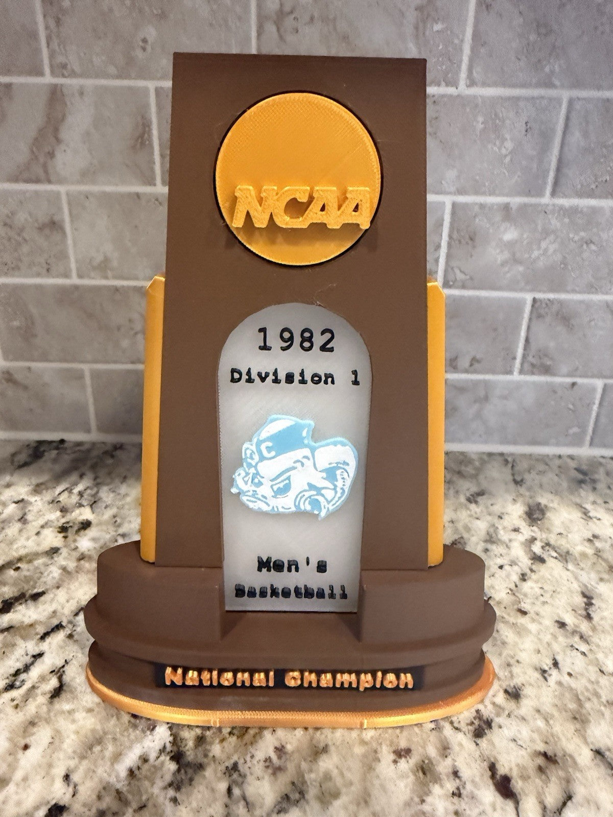 North Carolina Tar heels 1982 national champion trophy 3d printed  basketball